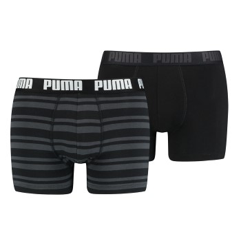 Puma 2P Heritage Stripe Boxer Sort stribet bomuld Large Herre