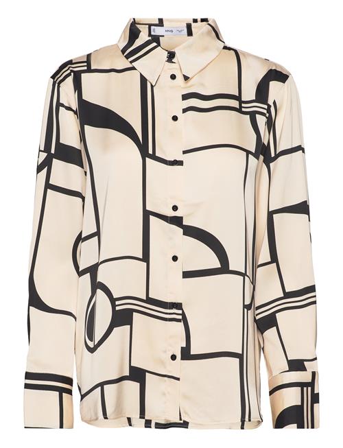 Mango Geometric Print Shirt Mango Cream