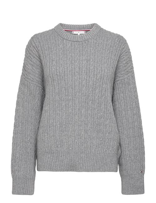 Se Tommy Hilfiger Cable All Over C-Nk Sweater Tommy Hilfiger Grey ved Booztlet