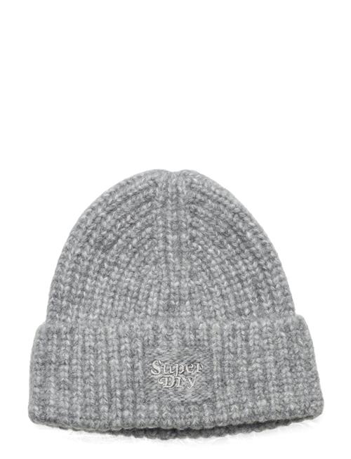 Se Superdry Rib Knit Beanie Hat Superdry Grey ved Booztlet