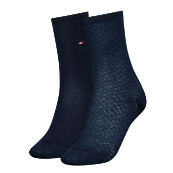 Tommy Hilfiger Legwear Tommy Hilfiger Strømper 2P Women Diamond Structure Socks Marineblå Str 35/38 Dame