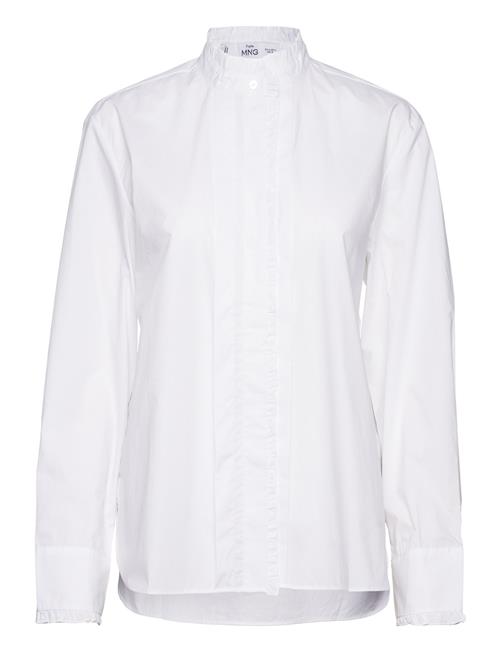 Mango Shirt With Frilly Trim Mango White