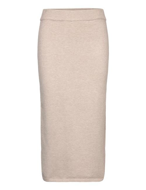 Mango Ribbed Midi Skirt Mango Beige