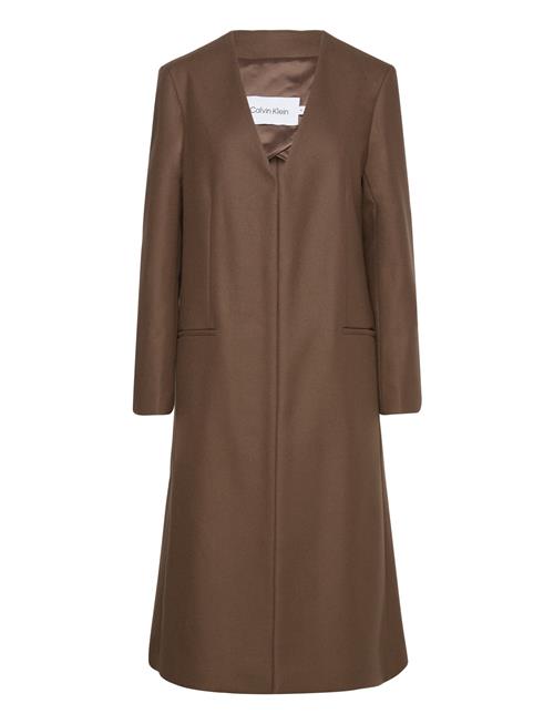 Calvin Klein Interconnected Wool Coat Calvin Klein Brown