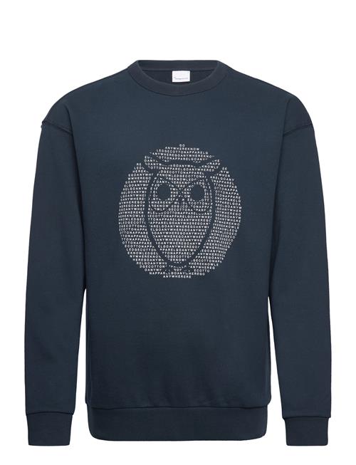 Loose Fit Sweat With Owl Print - Go Knowledge Cotton Apparel Blue