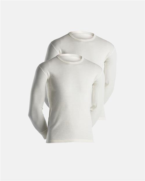 Langærmet t-shirt 2-pak | 100 merino uld | Hvid