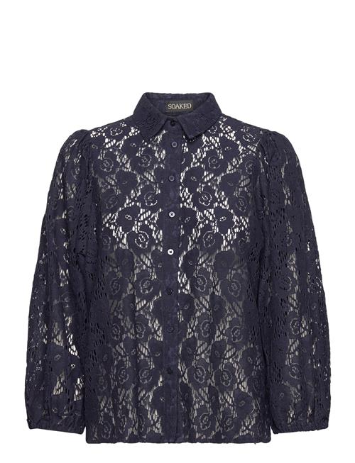 Se Soaked in Luxury Slwela Stefani Blouse Ls Soaked In Luxury Navy ved Booztlet