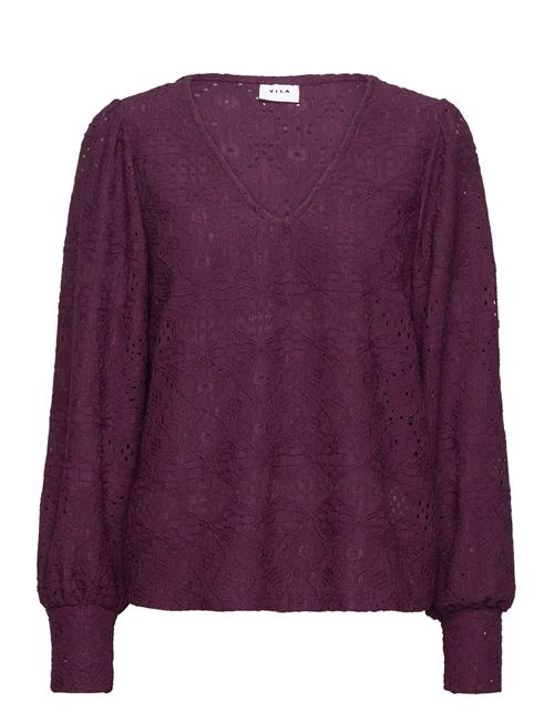 Vila Vistala L/S V-Neck Top #8 Vila Burgundy