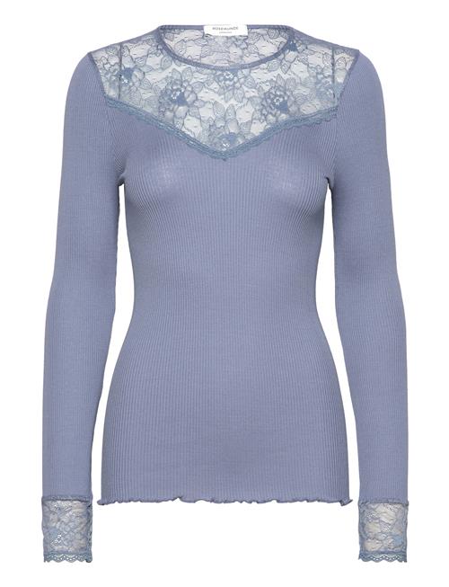 Se Rosemunde Silk T-Shirt Regular Ls W/Lace Rosemunde Blue ved Booztlet