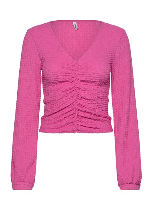 Se ONLY Onlmai L/S Ruching Top Cc Jrs ONLY Pink ved Booztlet