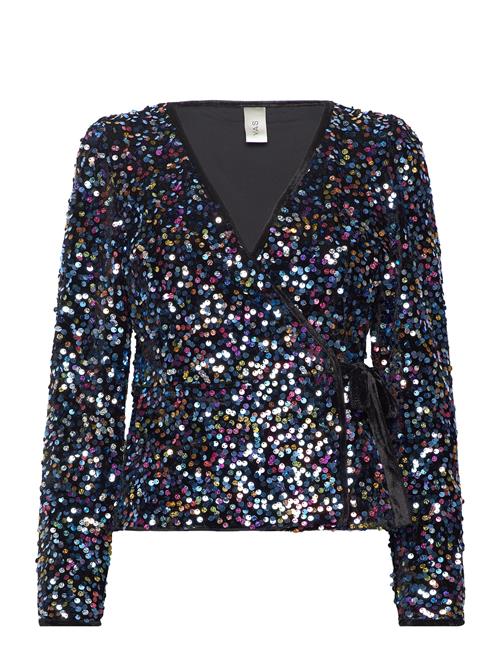 YAS Yaskillo Sequin Ls Wrap Top - Show YAS Black