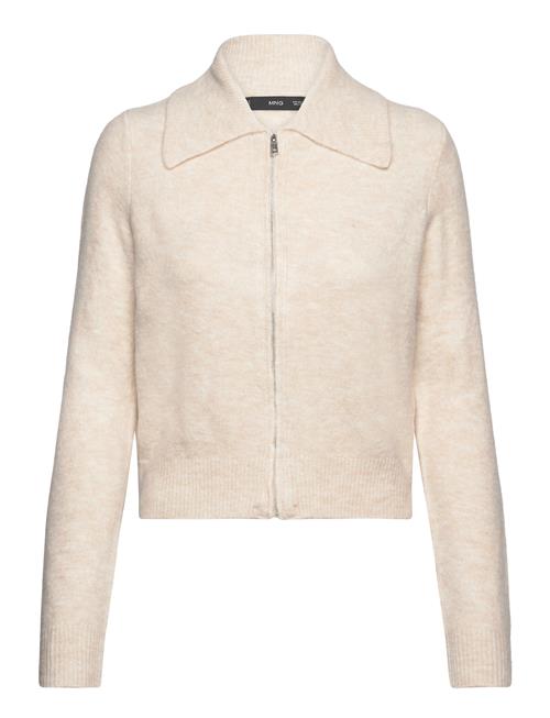 Se Mango Knitted Jacket With Zip Mango Cream ved Booztlet