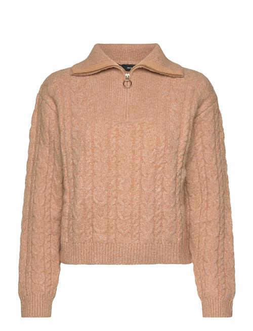 Cable-Knit Zip-Neck Sweater Mango Beige