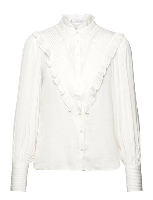 Se Mango Shirt With Ruffle Detail Mango White ved Booztlet