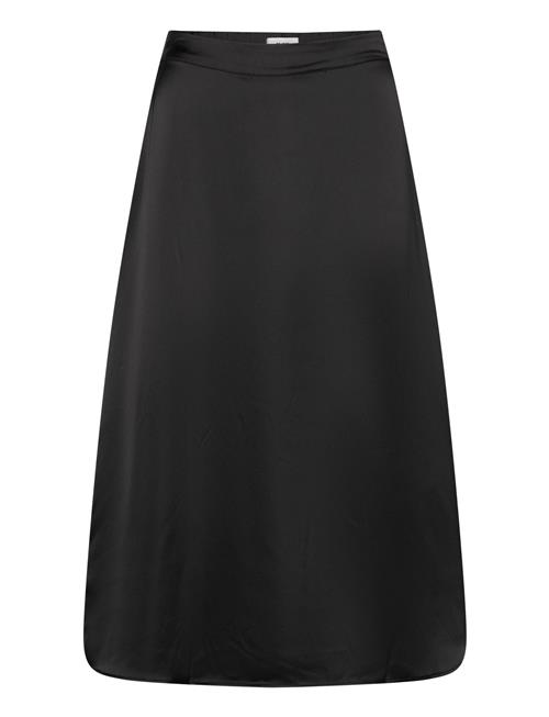 Object Objsateen Mw Midi Skirt Div Object Black