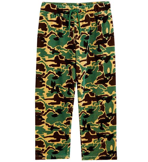 Se Mini Rodini Velourbukser - Camo - GrÃ¸n ved KidsWorld