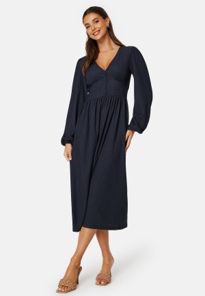 BUBBLEROOM Structure Button Midi Dress Navy L