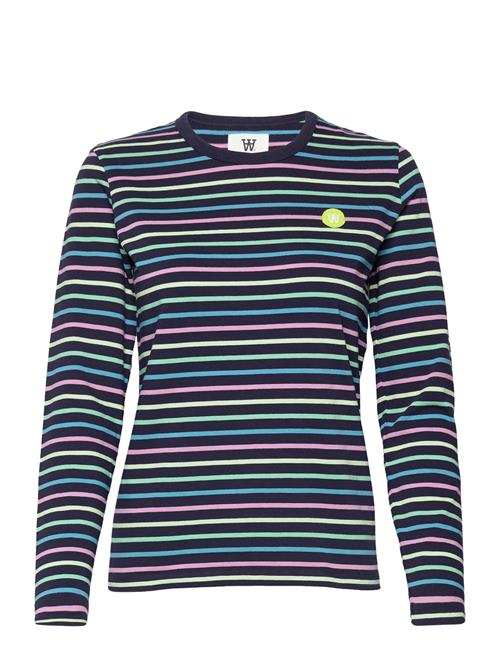 Se Double A by Wood Wood Moa Stripe Long Sleeve Double A By Wood Wood Blue ved Booztlet