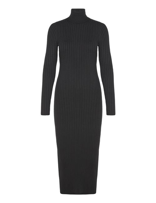 Mango Turtleneck Ribbed Midi-Dress Mango Black