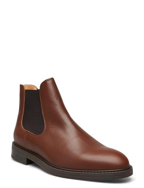 Se Selected Homme Slhblake Leather Chelsea Boot Noos Selected Homme Brown ved Booztlet