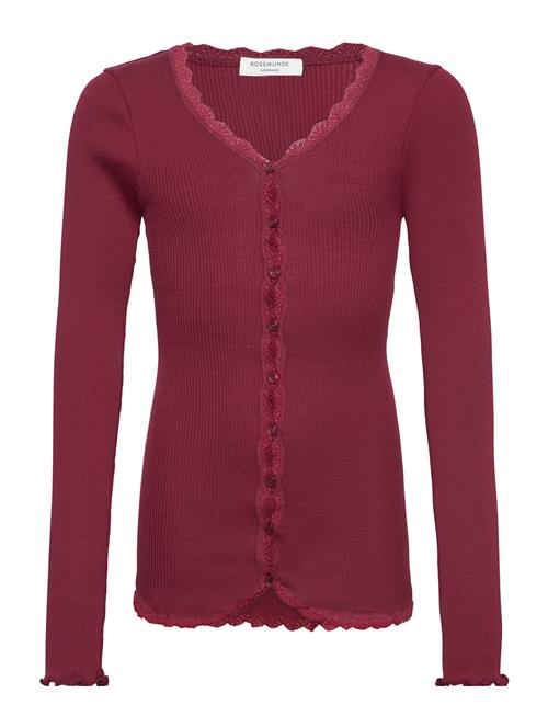 Rosemunde Kids Rkbeatha Ls Cardigan W/ Lace Rosemunde Kids Burgundy