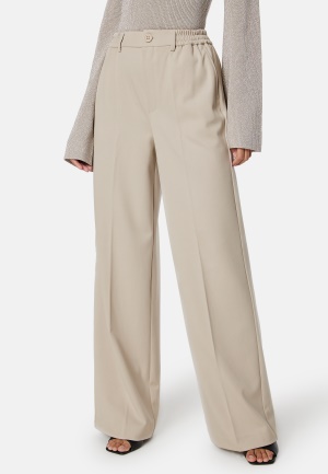 Se Pieces Camil HW Wide Pant Silver Grey S/30 ved Bubbleroom