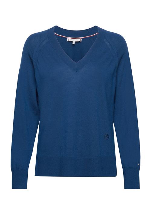 Se Tommy Hilfiger Md Merino Wool V-Nk Sweater Tommy Hilfiger Navy ved Booztlet