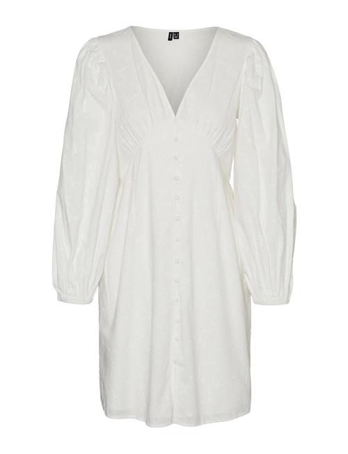 Vero Moda Vmdora Emb Ls V-Neck Short Dress Wvn Vero Moda White