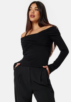 BUBBLEROOM Off Shoulder Long Sleeve Top Black L