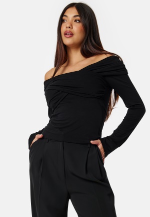 BUBBLEROOM Off Shoulder Long Sleeve Top Black XL