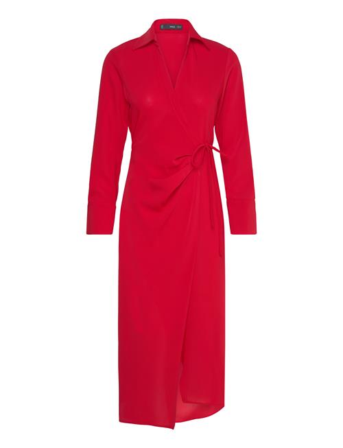 Mango Wrap Shirt Dress Mango Red