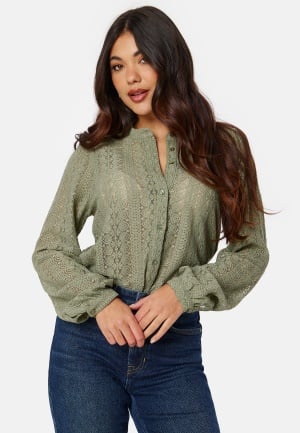 VILA Vichikka Lace L/S Shirt Olive green XL