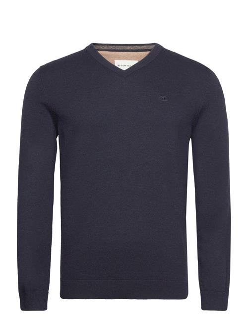 Se Tom Tailor Basic V-Neck Knit Tom Tailor Navy ved Booztlet