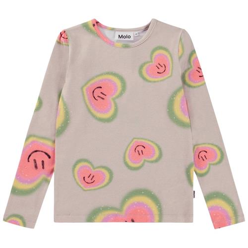 Se Molo GOTS Rose Langærmet T-shirt Aura Hearts | Beige | 98 cm ved Babyshop