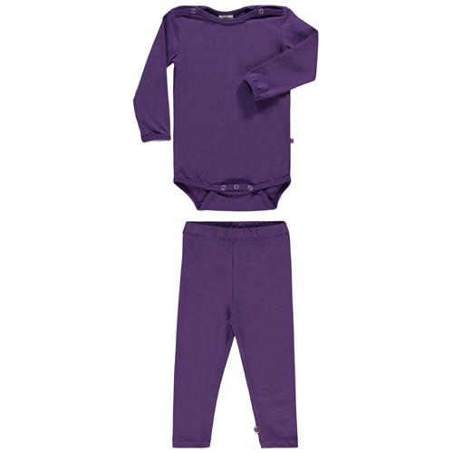 Se Småfolk Set Body Med Leggings Purple Heart | Lilla | 56 cm ved Babyshop