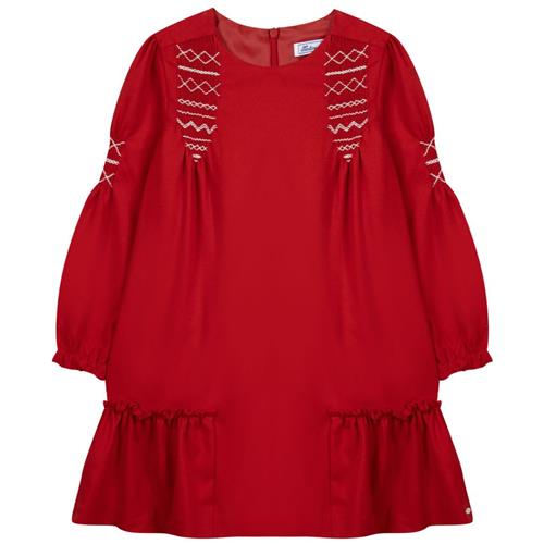 Se Tartine et Chocolat Kjole Med Smock Detaljer Rød | Rød | 5 years ved Babyshop