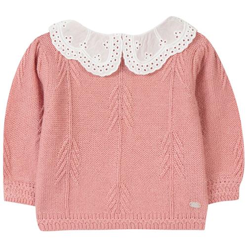 Se Tartine et Chocolat Strikket Trøje Med Flæsekrave Vieux Rose | Lyserød | 12 months ved Babyshop