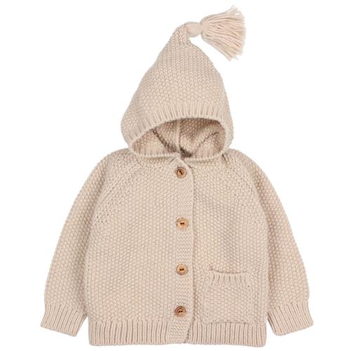 búho Cardigan Med En Hætte Natural | Beige | 9 months