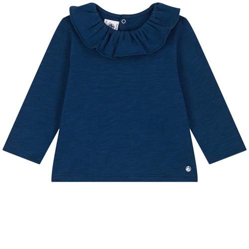 Se Petit Bateau Langærmet T-shirt Med Flæsekrave Navyblå | Marine blå | 3 months ved Babyshop