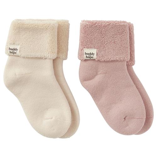 Buddy & Hope 2-pak GOTS Allan Strømper Off White/Pink Mauve | Lyserød | 19-21 EU