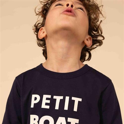 Se Petit Bateau Langærmet T-shirt Med Tryk Navyblå | Marine blå | 10 years ved Babyshop