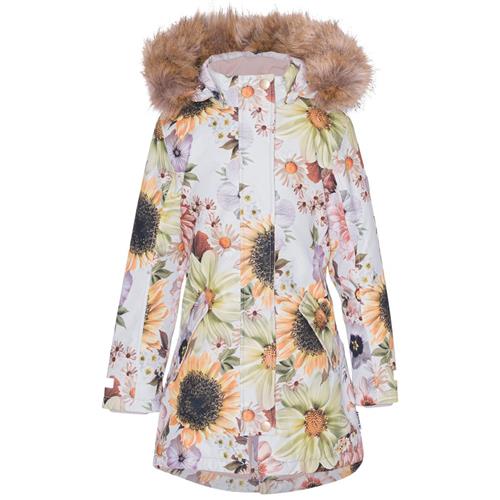 Se Molo Peace Parka Retro Flowers | Lyserød | 176 cm ved Babyshop