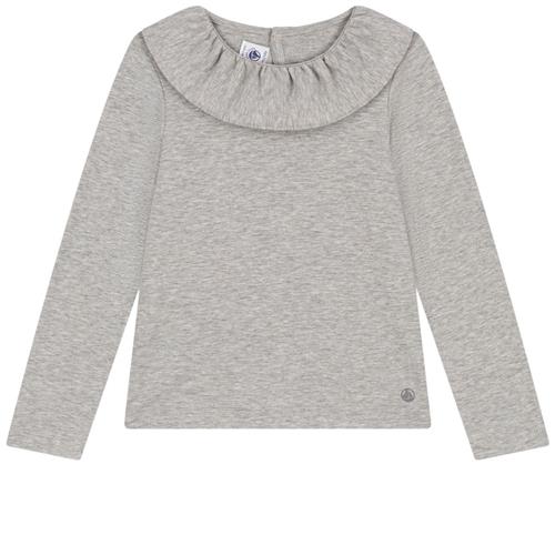 Petit Bateau Langærmet T-shirt Med Flæsekrave Gråmeleret | Grå | 6 years