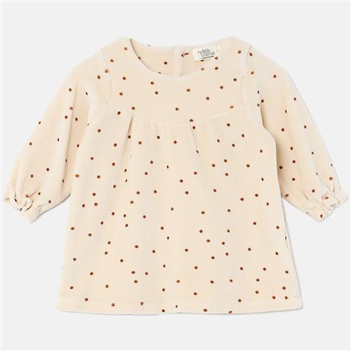 Se Cozmo Polka Dot Velour Kjole Stone |  | 12 months ved Babyshop