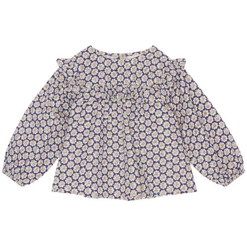 Flöss Lou Blomstret Bluse Petal Rose | Blå | 110 cm