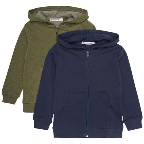 Minymo Basic 2-pak Hættetrøjer Oliven 110 cm  Grøn  110 cm  Unisex