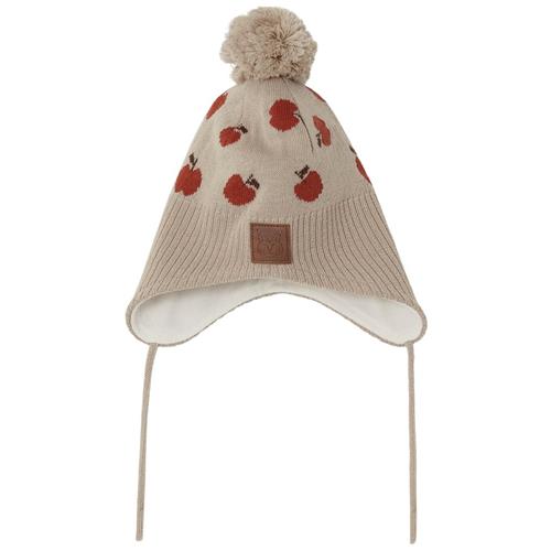 Se Kuling Narvik Mønstret Hue Med Æbler Sand | Beige | 44/46 cm ved Babyshop