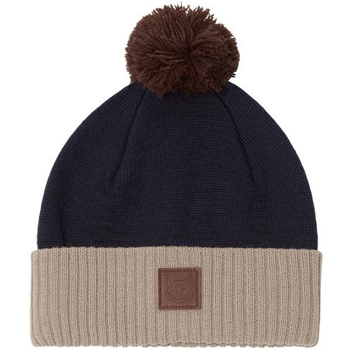 Kuling St Moritz Kontrastfarvet Strikket Hue Navy/Sand | Marine blå | 56/58 cm