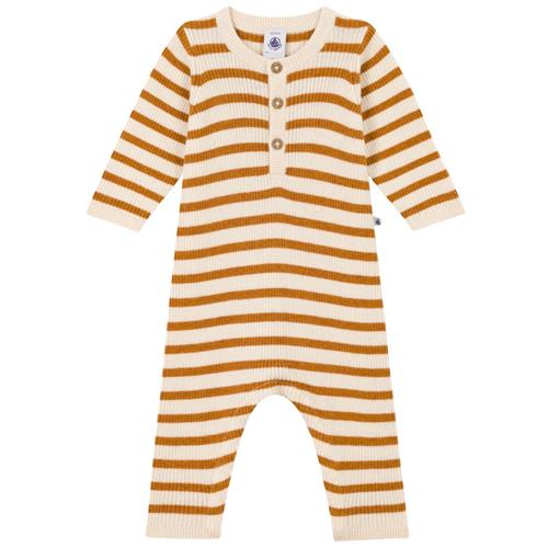 Petit Bateau Stribet Heldragt Beige | Beige | 6 months