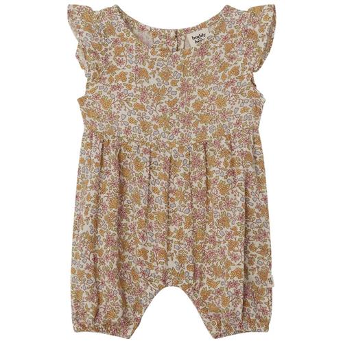 Se Buddy & Hope GOTS Svea Blomstret Romper Wildflowers | Gul | 74/80 cm ved Babyshop